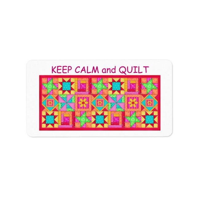 Keep Calm and Quilt Multi Block Patchwork Quilt Label (Front)