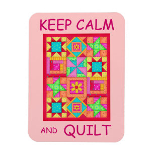 Keep Calm and Quilt Multi Block Patchwork Quilt Magnet