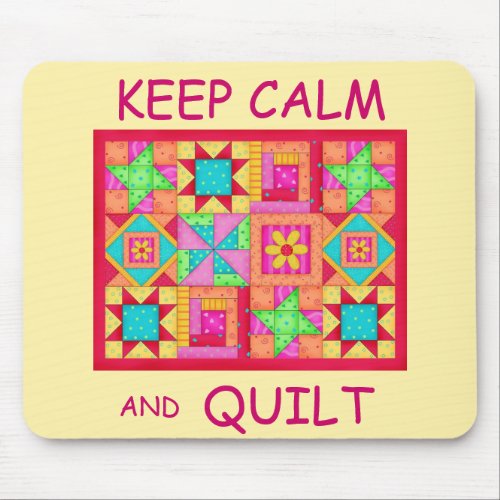 Keep Calm and Quilt Multi Block Patchwork Quilt Mouse Pad