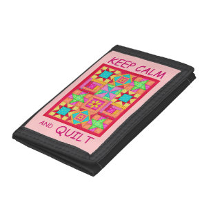 Keep Calm and Quilt Multi Block Patchwork Quilt Tri-fold Wallet