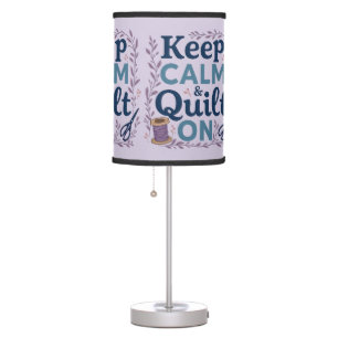 Keep Calm and Quilt On Vintage Sewing Lover Design Table Lamp