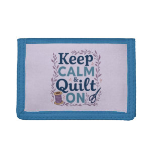 Keep Calm and Quilt On Vintage Sewing Lover Design Trifold Wallet