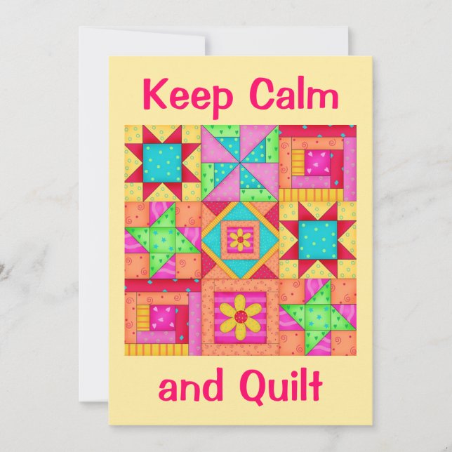Keep Calm and Quilt Patchwork Quilt Invitation (Front)