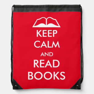 Keep calm and read books drawstring bag