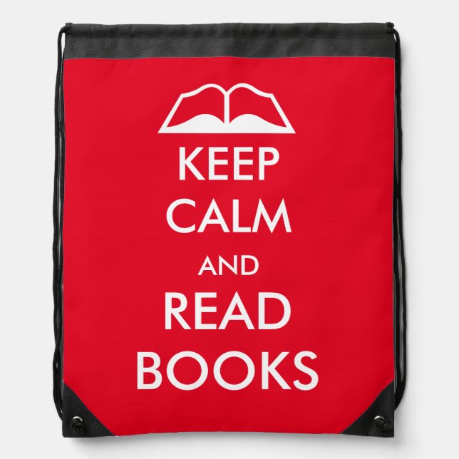 Keep calm and read books drawstring bag (Front)