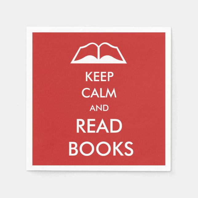 Keep calm and read books paper napkins (Front)