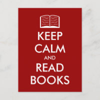 Keep calm and read books postcard with icon