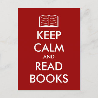 Keep calm and read books postcard with icon