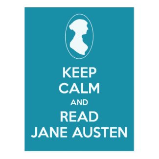 Keep Calm and Read Jane Austen Cameo Teal Postcard