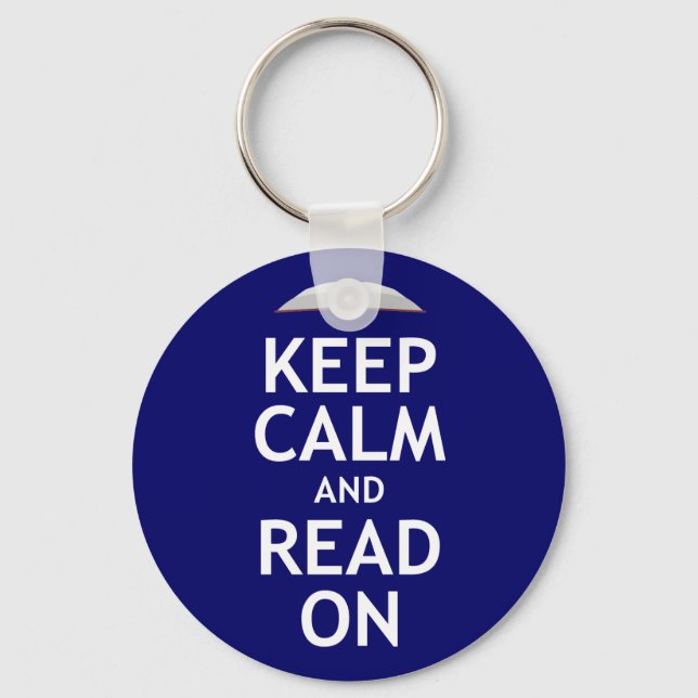 Keep Calm and Read On Keychain (Front)