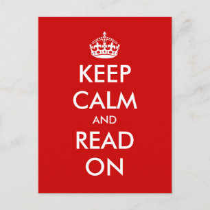 Keep calm and read on postcard
