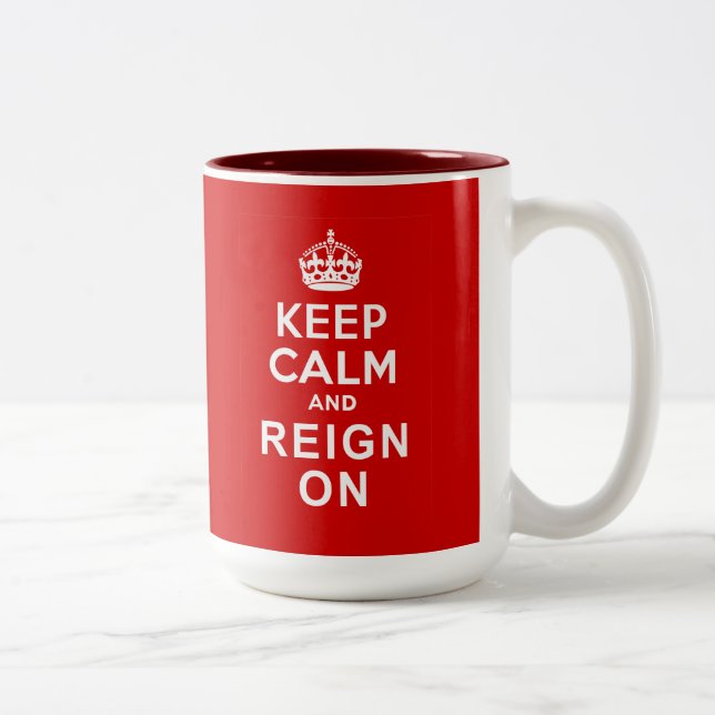 Keep Calm and Reign On Diamond Jubilee Gifts Two-Tone Coffee Mug (Right)