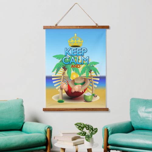 Keep Calm andRelax on Hammock  Hanging Tapestry