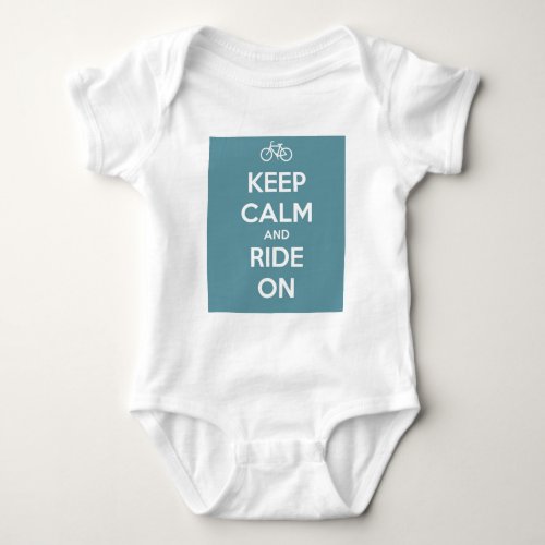 Keep Calm and Ride On Blue Baby Bodysuit