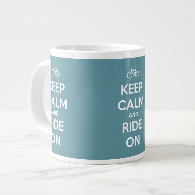 Keep Calm and Ride On Blue Large Coffee Mug (Front Left)