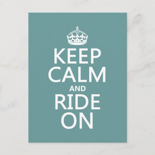 Keep Calm and Ride On customisable Postcard