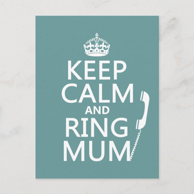 Keep Calm and Ring Mum - all colors Postcard (Front)