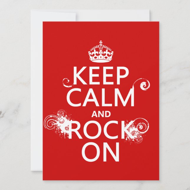 Keep Calm and Rock On (any background color) Invitation (Front)