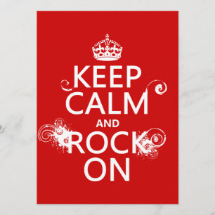 Keep Calm and Rock On (any background color) Invitation