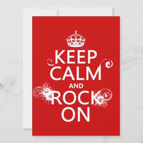 Keep Calm and Rock On (any background color) Personalized Invitations