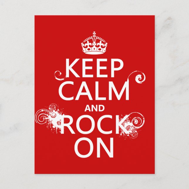 Keep Calm and Rock On (any background color) Postcard (Front)