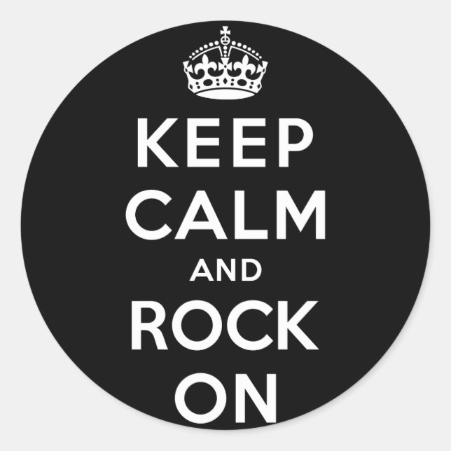 Keep Calm and Rock On Classic Round Sticker (Front)