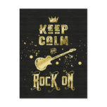 Keep Calm and Rock On Electric Guitar Typography Postcard Keep Calm and Rock On Electric Guitar Typography Postcard