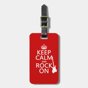 Keep Calm and Rock On (guitar)(any color) Luggage Tag