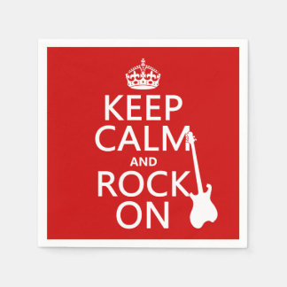 Keep Calm and Rock On (guitar)(any color) Paper Napkins