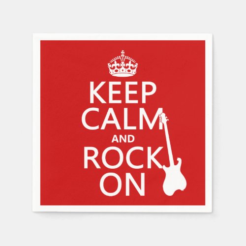 Keep Calm and Rock On guitarany color Paper Napkins