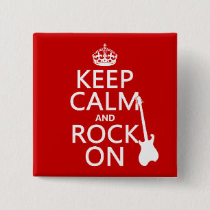 Keep Calm and Rock On (guitar)(any color) Pinback Button
