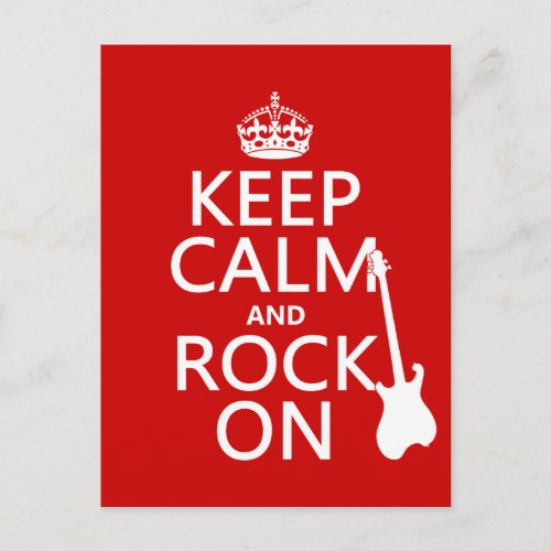 Keep Calm and Rock On guitarany color Postcard