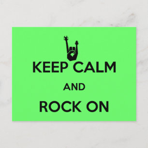 Keep calm and rock on postcard