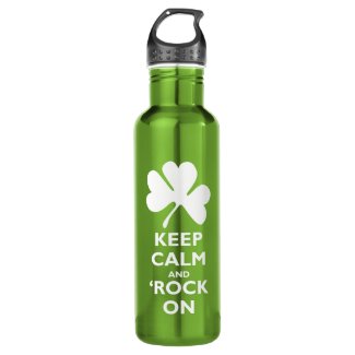 Keep Calm and Rock On (Shamrock) 24oz Water Bottle