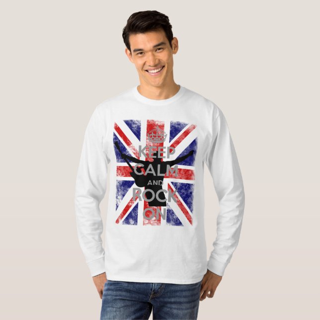 Keep Calm and Rock On Union Jack T-Shirt (Front Full)