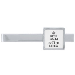 KEEP CALM AND ROLLER DERBY SILVER FINISH TIE BAR
