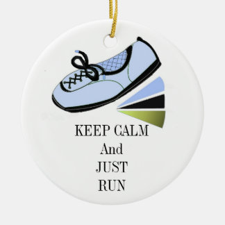 Keep Calm and Run Ceramic Ornament