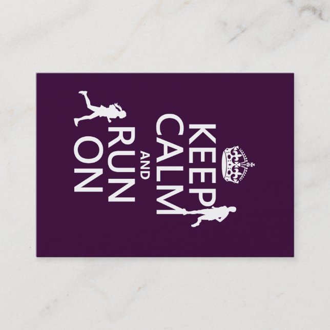 Keep Calm and Run On (customizable colors) Business Card (Front)