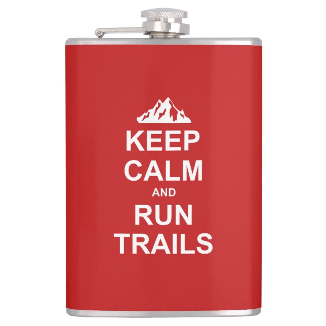 Keep Calm And Run Trails Ultra Running Flask (Front)