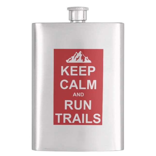 Keep Calm And Run Trails Ultra Running Flask (Front)