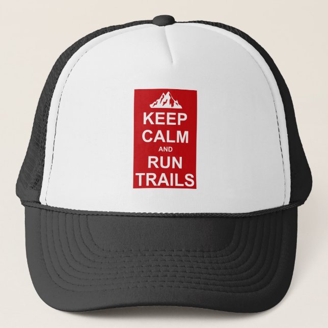 Keep Calm And Run Trails Ultra Running Trucker Hat (Front)