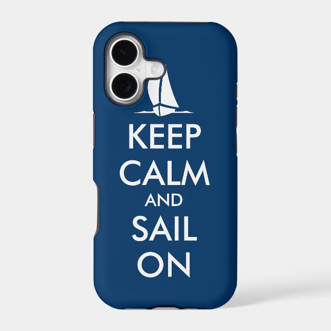Keep calm and sail on nautical blue Case-Mate iPhone case (Back)