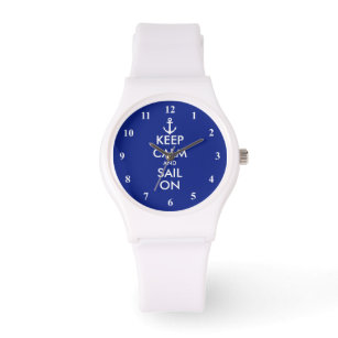 Keep Calm and sail on nautical wrist watch gift