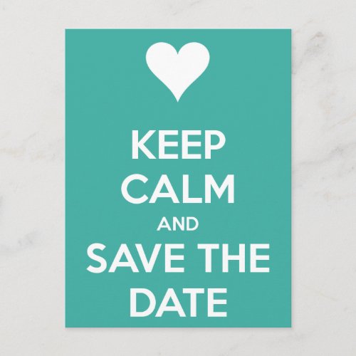 Keep Calm and Save the Date Blue Announcement Postcard