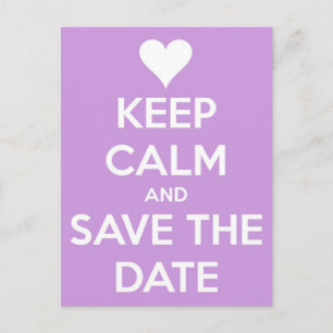 Keep Calm and Save the Date Lavender Announcement Postcard