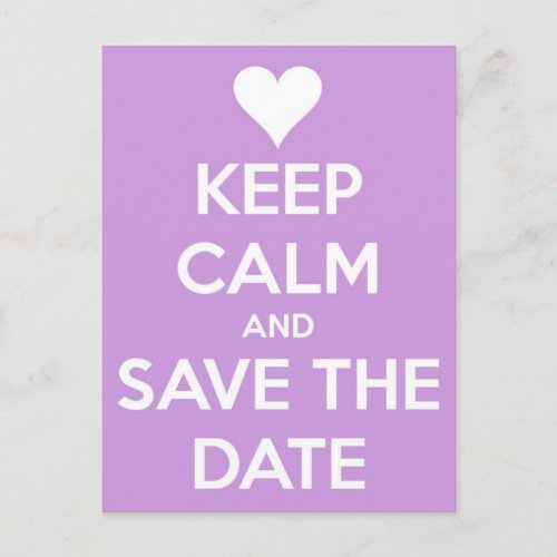 Keep Calm and Save the Date Lavender Announcement Postcard