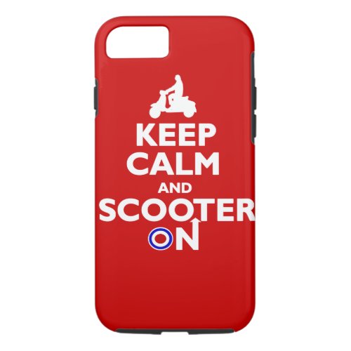 Keep calm and scooter on Red White iPhone 87 Case