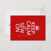 Keep Calm and Sew On (all colors) Business Card (Front/Back)