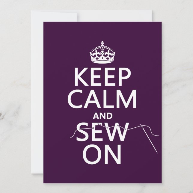 Keep Calm and Sew On (in all colors) Invitation (Front)