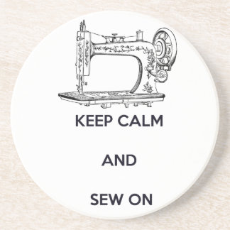 Keep Calm and Sew On Sandstone Coaster
